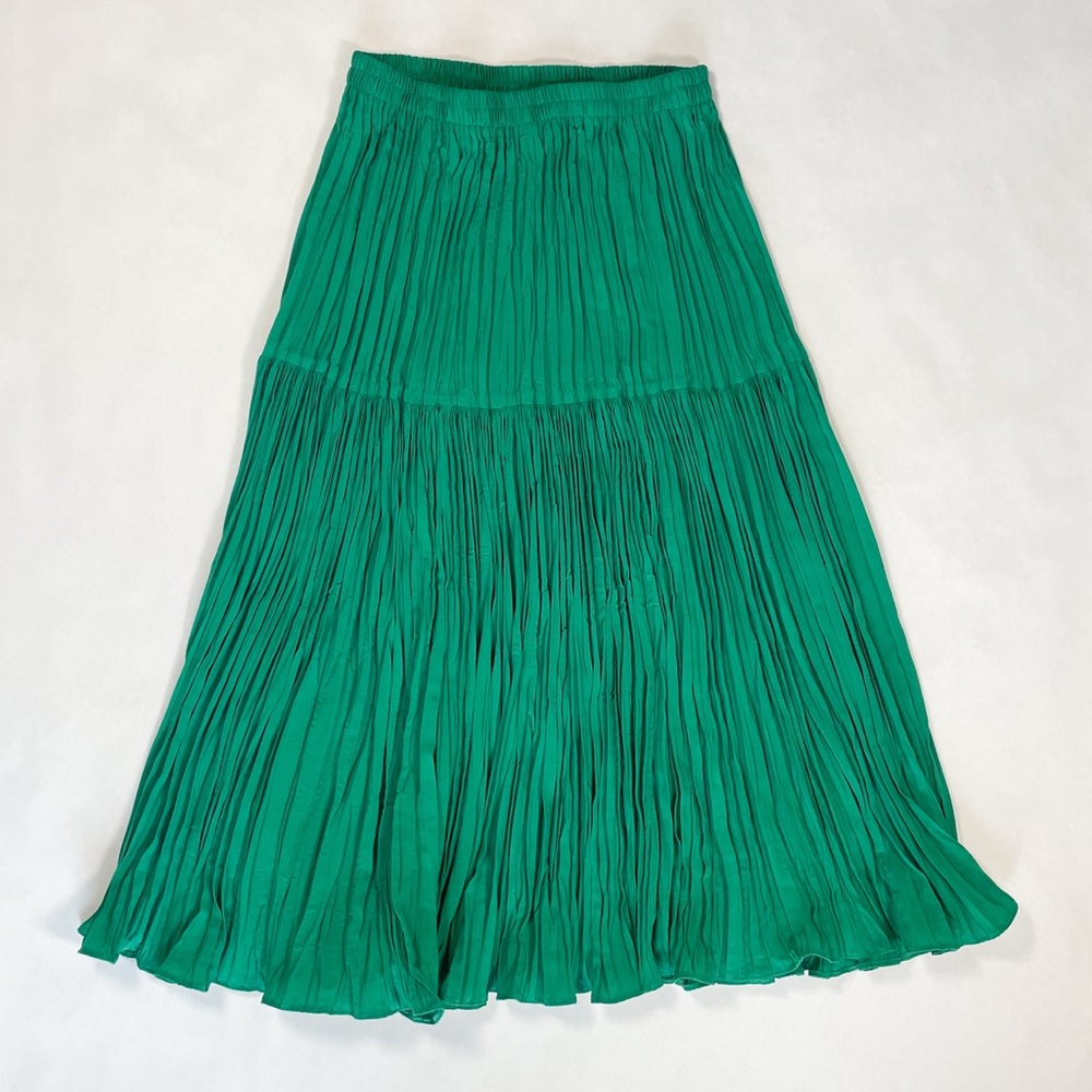 Vintage Howard Wolf Green Pleated A-line Midi Skirt Size Small/4